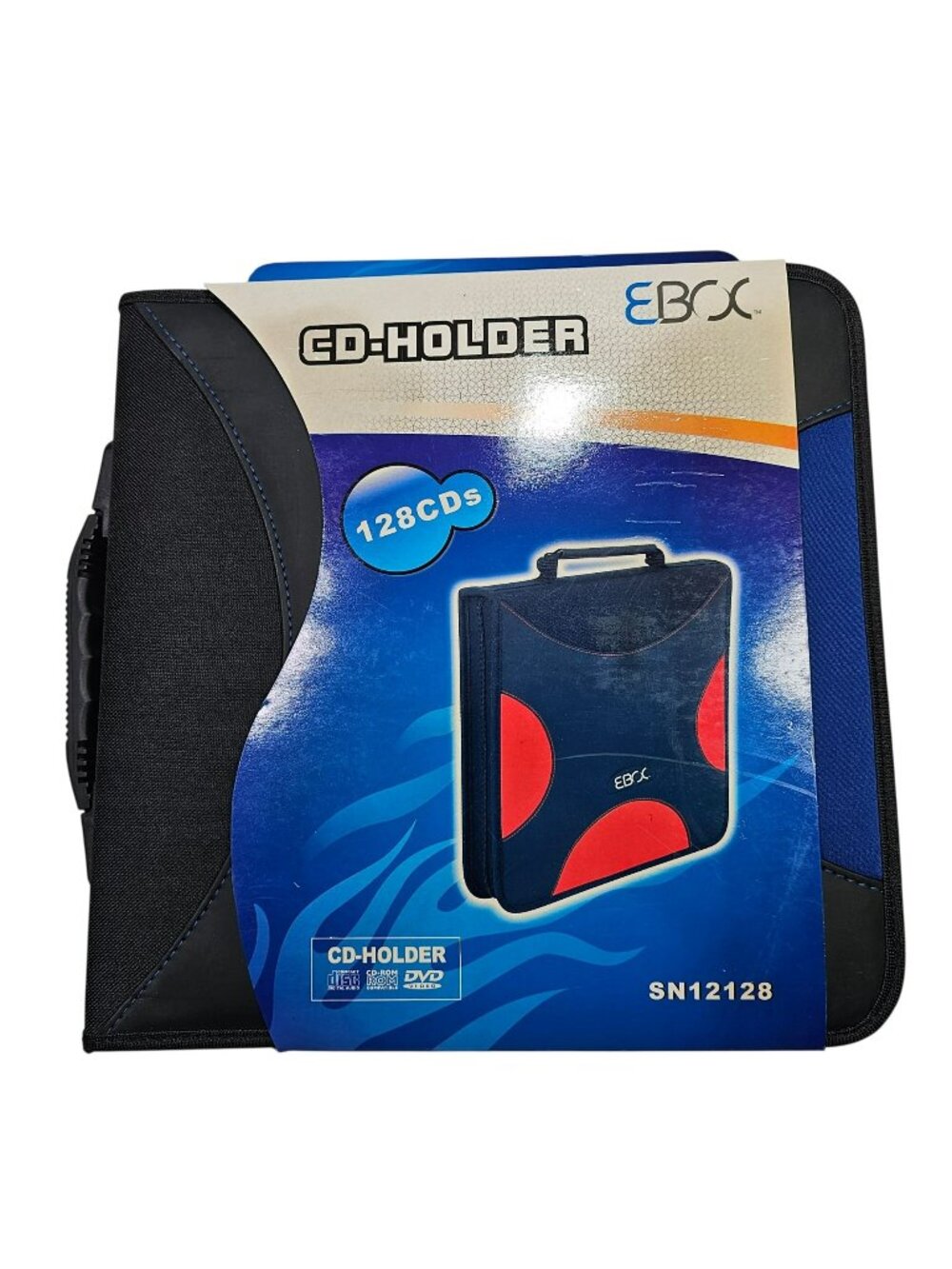 EBOX 128-Disc CD/DVD/Video Game Holder NEW Storage Carry Case - Black / Blue